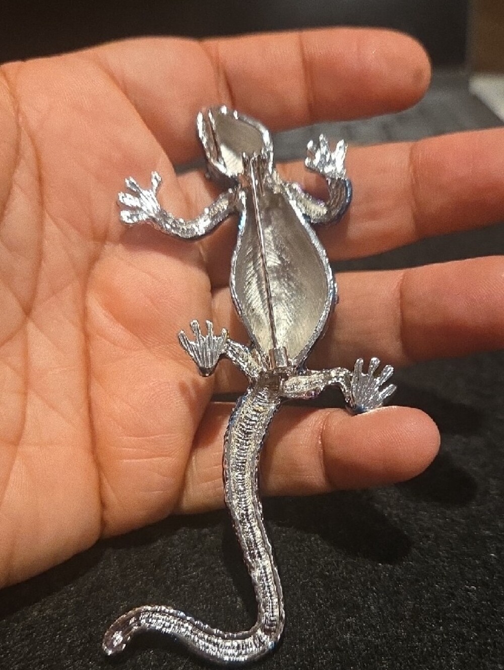 Colorful Lizard Crystal Brooch - Blue, Purple, Yellow - Picture 3 of 4